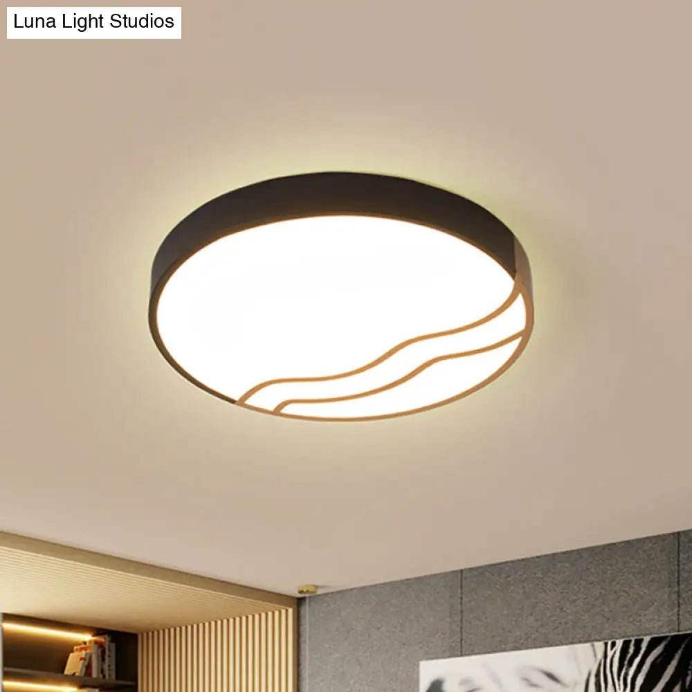 DecorBites™ DecorBites™ Minimalist LED Bedroom Ceiling Lamp in White/Gold and Black, 16"/14" Diameter