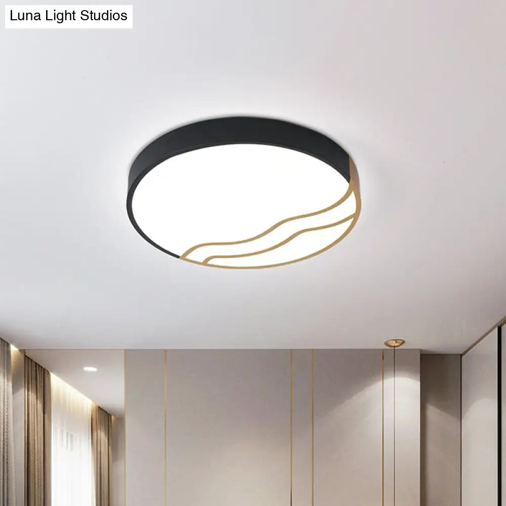 DecorBites™ DecorBites™ Minimalist LED Bedroom Ceiling Lamp in White/Gold and Black, 16"/14" Diameter