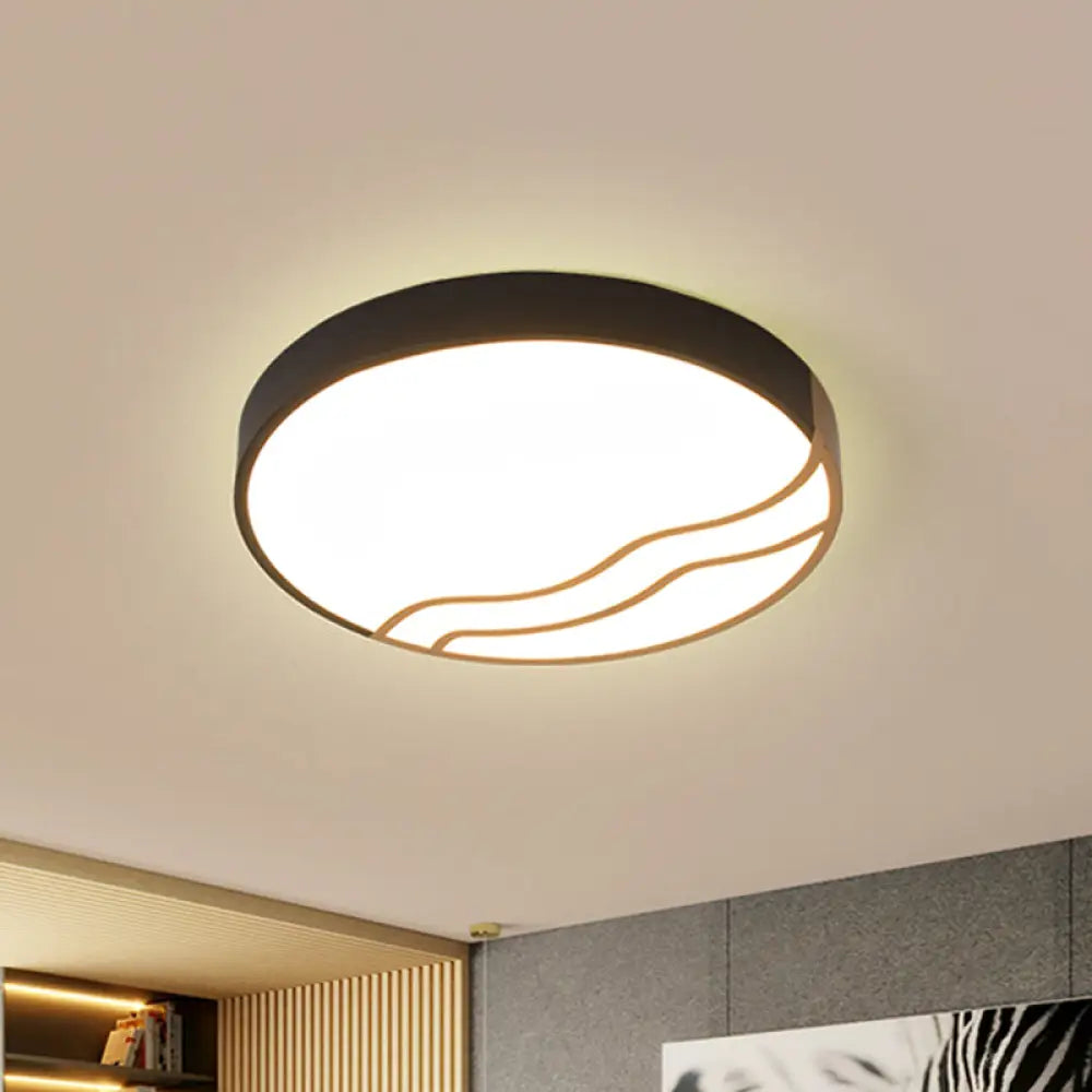 DecorBites™ DecorBites™ Minimalist LED Bedroom Ceiling Lamp in White/Gold and Black, 16"/14" Diameter