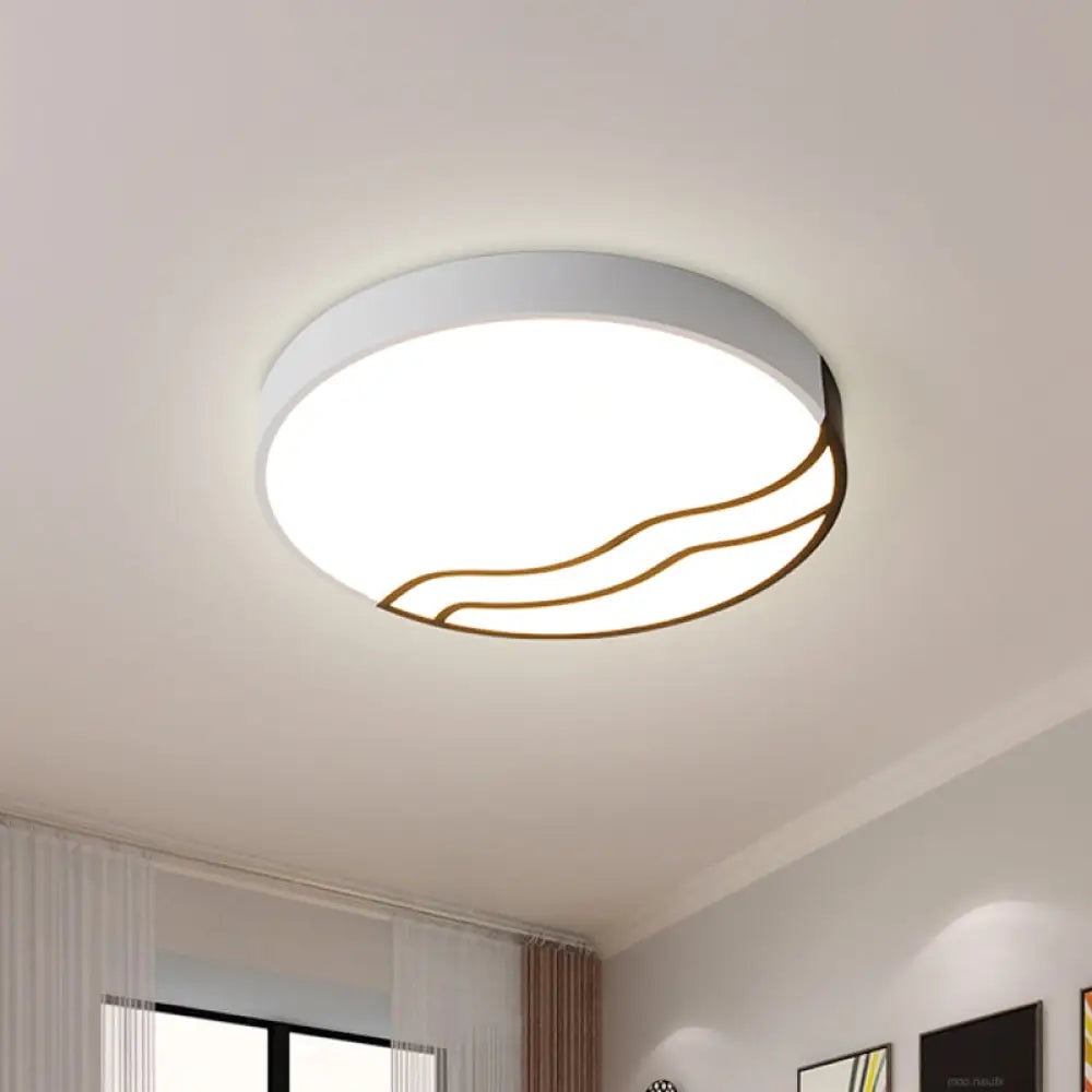 DecorBites™ DecorBites™ Minimalist LED Bedroom Ceiling Lamp in White/Gold and Black, 16"/14" Diameter