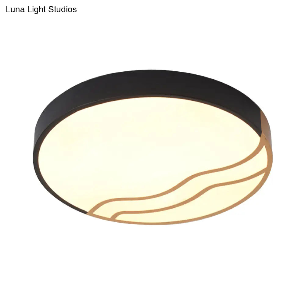 DecorBites™ DecorBites™ Minimalist LED Bedroom Ceiling Lamp in White/Gold and Black, 16"/14" Diameter