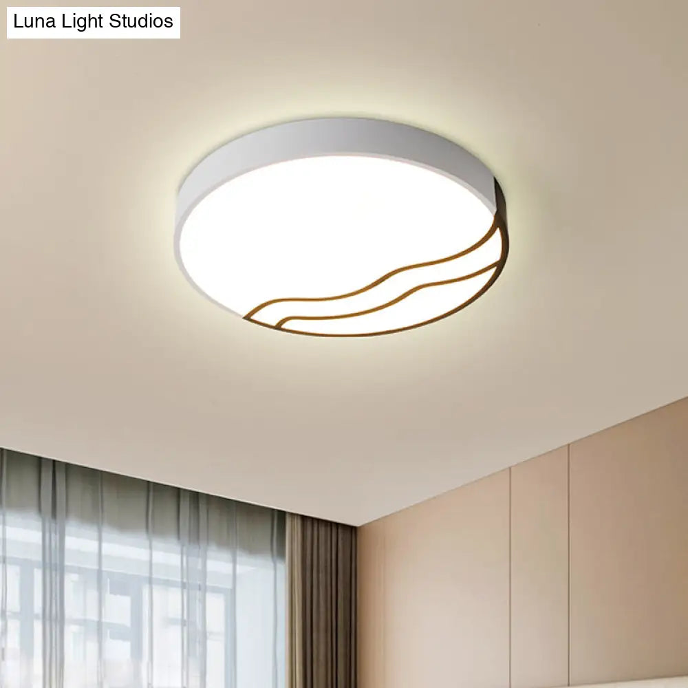 DecorBites™ DecorBites™ Minimalist LED Bedroom Ceiling Lamp in White/Gold and Black, 16"/14" Diameter