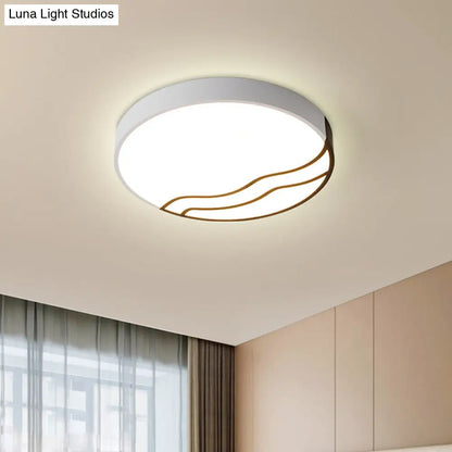 DecorBites™ DecorBites™ Minimalist LED Bedroom Ceiling Lamp in White/Gold and Black, 16"/14" Diameter