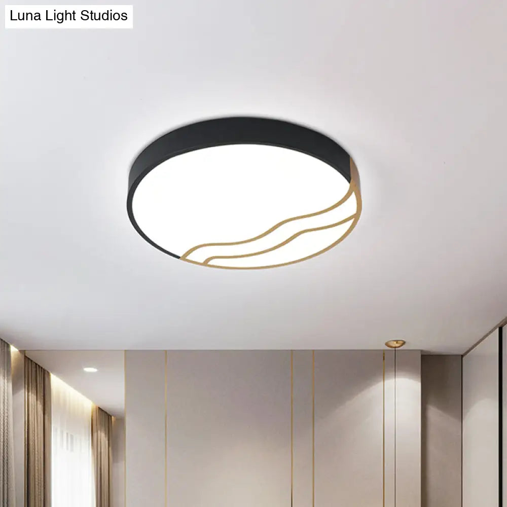 DecorBites™ DecorBites™ Minimalist LED Bedroom Ceiling Lamp in White/Gold and Black, 16"/14" Diameter