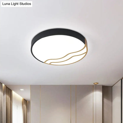 DecorBites™ DecorBites™ Minimalist LED Bedroom Ceiling Lamp in White/Gold and Black, 16"/14" Diameter