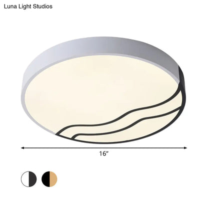 DecorBites™ DecorBites™ Minimalist LED Bedroom Ceiling Lamp in White/Gold and Black, 16"/14" Diameter