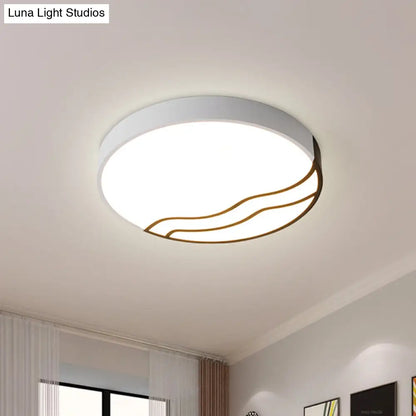 DecorBites™ DecorBites™ Minimalist LED Bedroom Ceiling Lamp in White/Gold and Black, 16"/14" Diameter