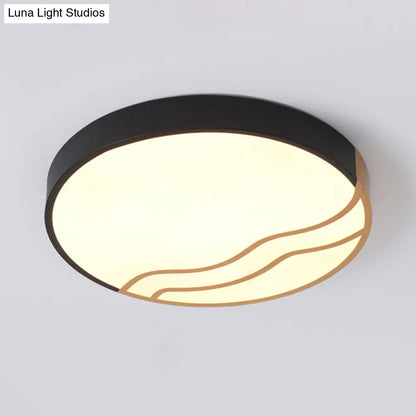 DecorBites™ DecorBites™ Minimalist LED Bedroom Ceiling Lamp in White/Gold and Black, 16"/14" Diameter