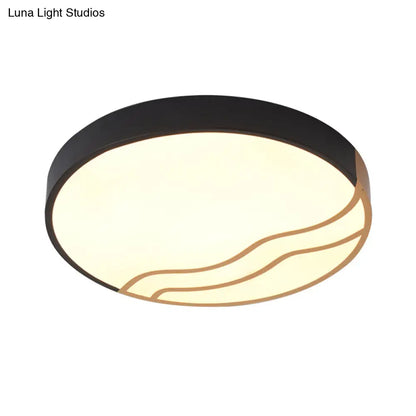 DecorBites™ DecorBites™ Minimalist LED Bedroom Ceiling Lamp in White/Gold and Black, 16"/14" Diameter