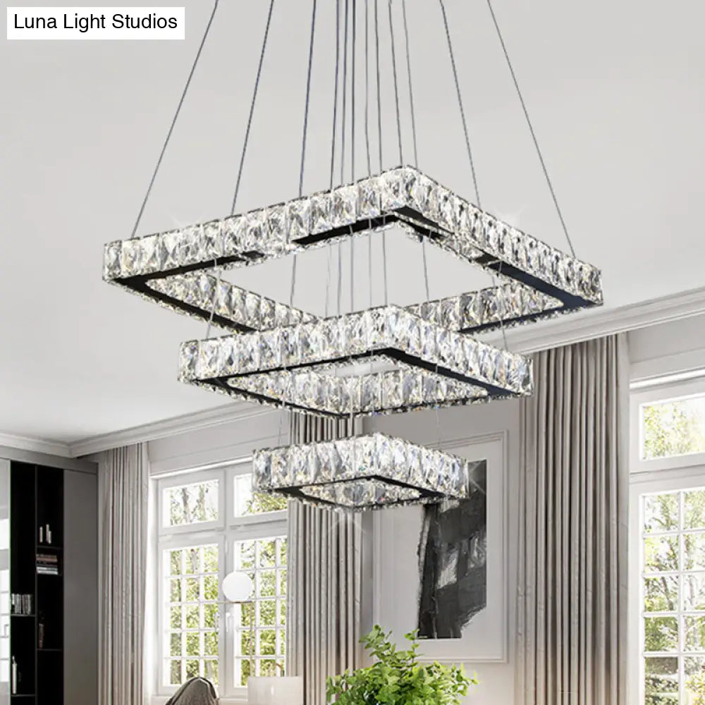 Minimalist LED Black Crystal Ceiling Chandelier Pendant Light Fixture