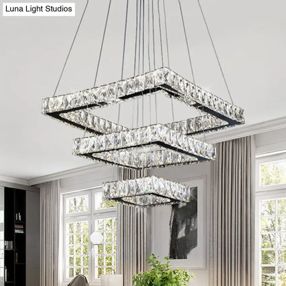 Minimalist LED Black Crystal Ceiling Chandelier Pendant Light Fixture