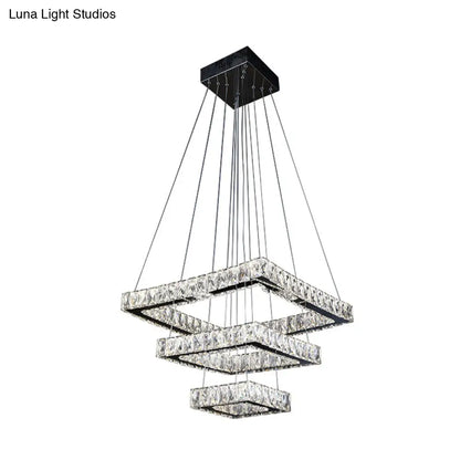 Minimalist LED Black Crystal Ceiling Chandelier Pendant Light Fixture