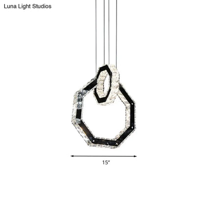 Minimalist LED Black Crystal Chandelier Pendant Light Fixture