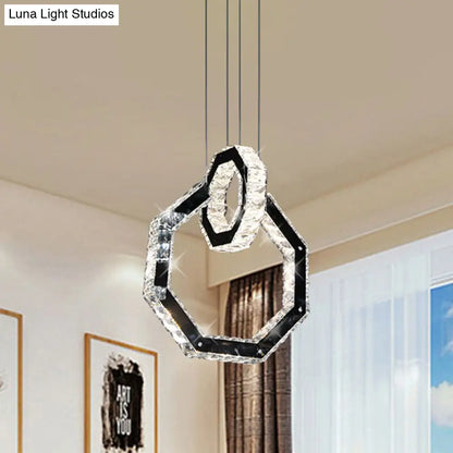 Minimalist LED Black Crystal Chandelier Pendant Light Fixture