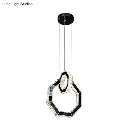 Minimalist LED Black Crystal Chandelier Pendant Light Fixture