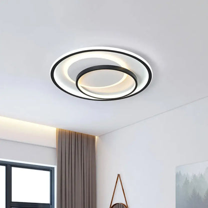 DecorBites™ DecorBites™ Minimalist LED Ceiling Lamp in Black - Triple-Round/Square/Rectangle Flush Mount Light with Acrylic Shade - Warm/White Light