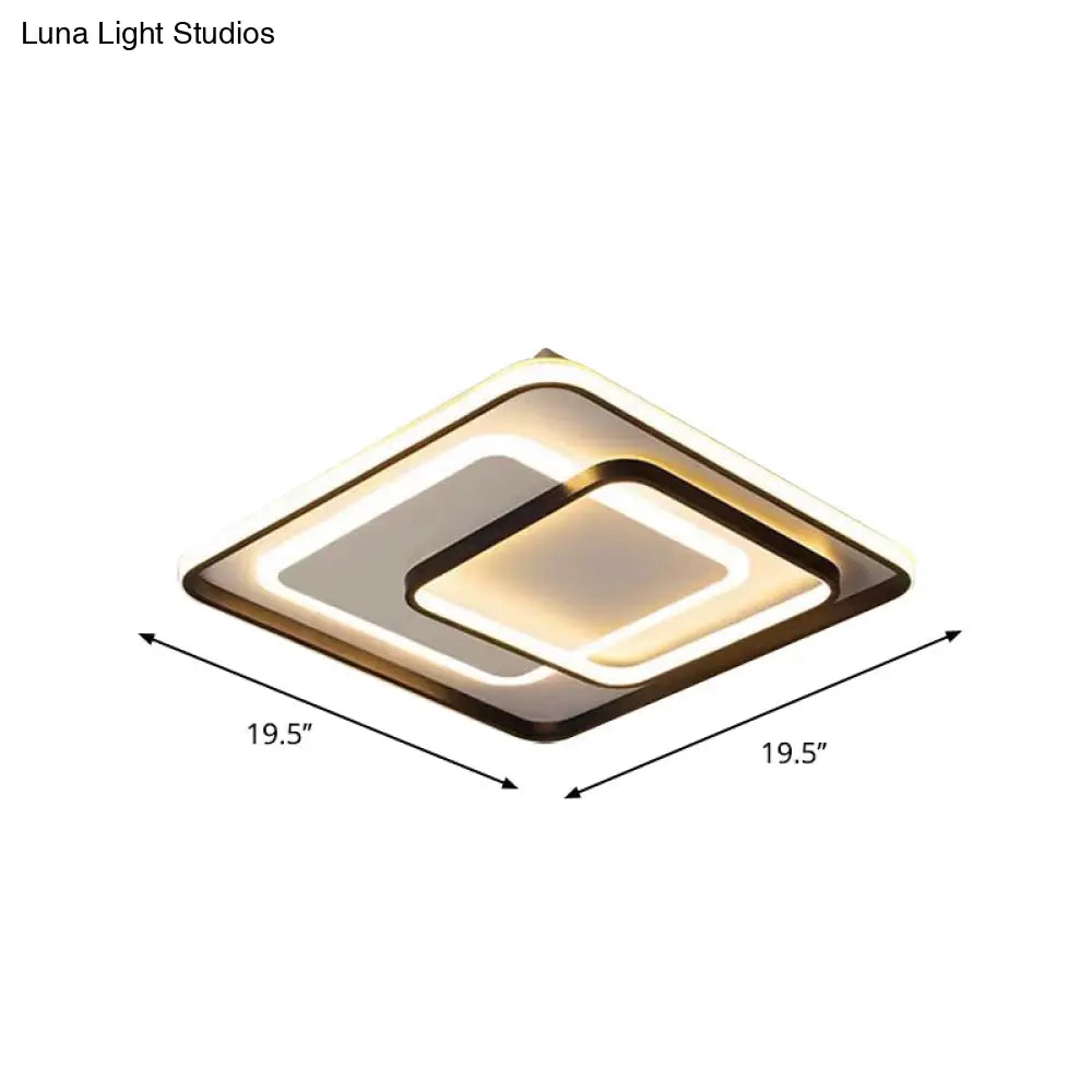 DecorBites™ DecorBites™ Minimalist LED Ceiling Lamp in Black - Triple-Round/Square/Rectangle Flush Mount Light with Acrylic Shade - Warm/White Light