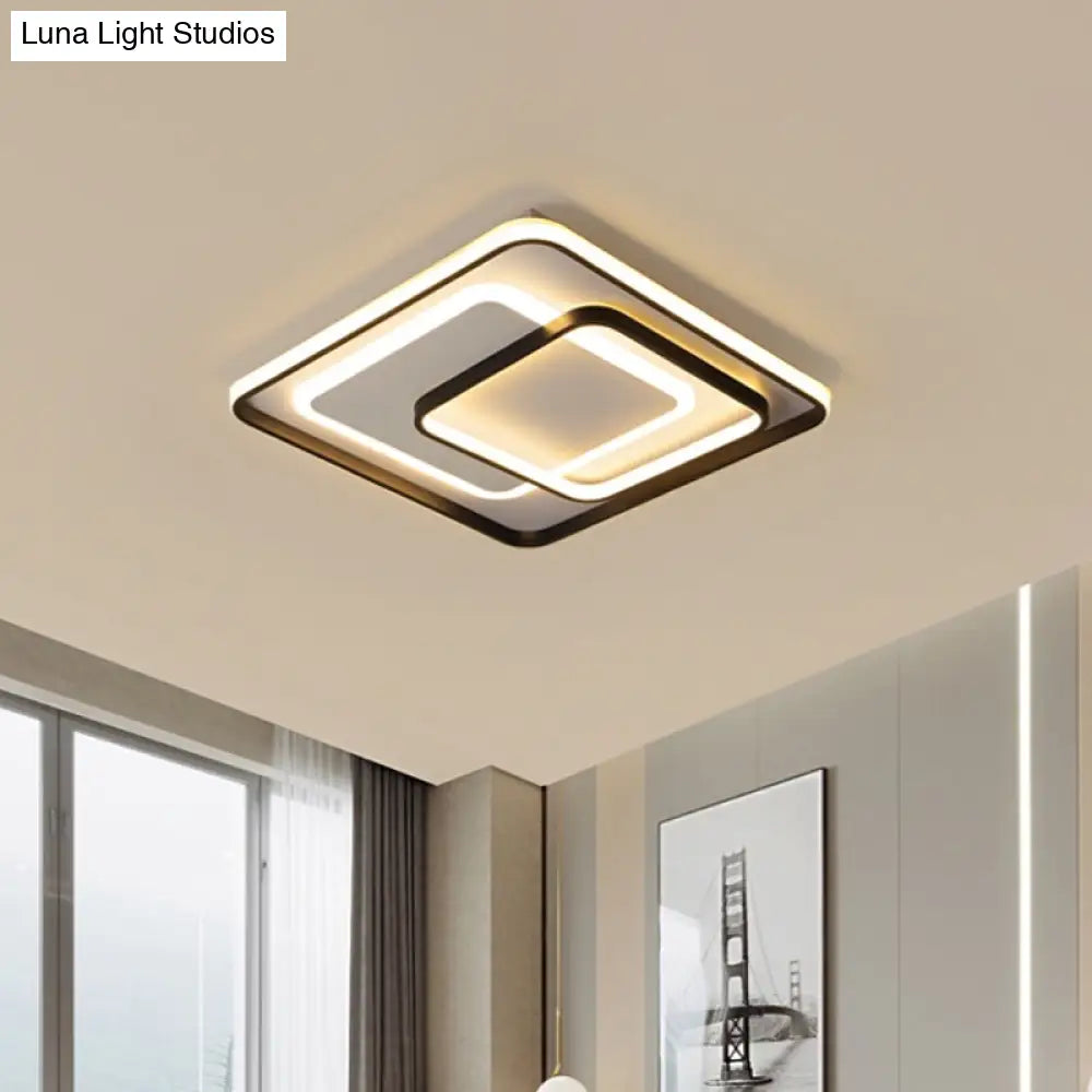DecorBites™ DecorBites™ Minimalist LED Ceiling Lamp in Black - Triple-Round/Square/Rectangle Flush Mount Light with Acrylic Shade - Warm/White Light