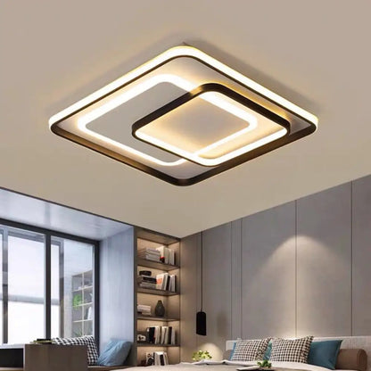 DecorBites™ DecorBites™ Minimalist LED Ceiling Lamp in Black - Triple-Round/Square/Rectangle Flush Mount Light with Acrylic Shade - Warm/White Light