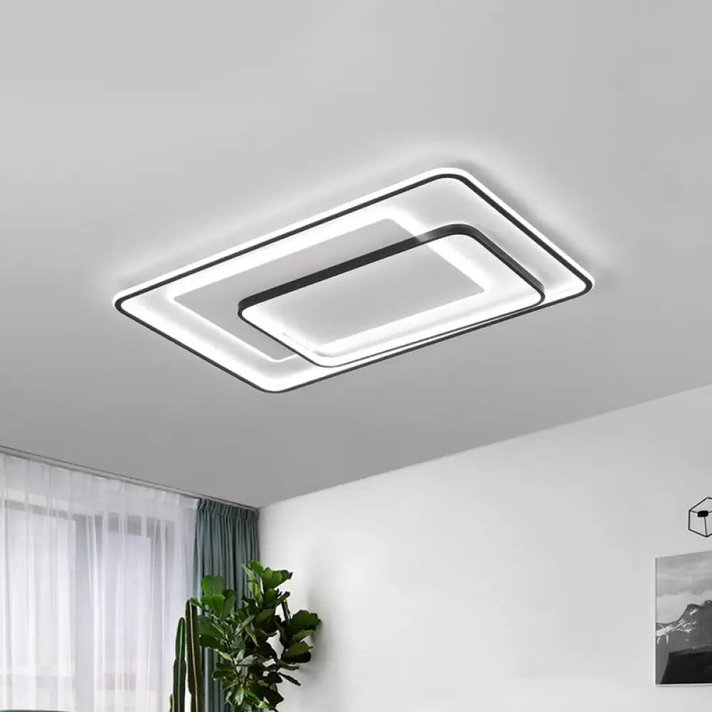 DecorBites™ DecorBites™ Minimalist LED Ceiling Lamp in Black - Triple-Round/Square/Rectangle Flush Mount Light with Acrylic Shade - Warm/White Light