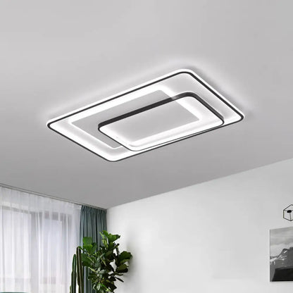 DecorBites™ DecorBites™ Minimalist LED Ceiling Lamp in Black - Triple-Round/Square/Rectangle Flush Mount Light with Acrylic Shade - Warm/White Light