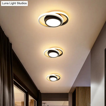 DecorBites™ DecorBites™ Minimalist LED Ceiling Light, Black-White with Dual Circle Guard and Warm/White Light