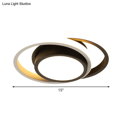 DecorBites™ DecorBites™ Minimalist LED Ceiling Light, Black-White with Dual Circle Guard and Warm/White Light