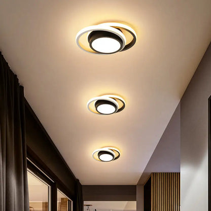 DecorBites™ DecorBites™ Minimalist LED Ceiling Light, Black-White with Dual Circle Guard and Warm/White Light