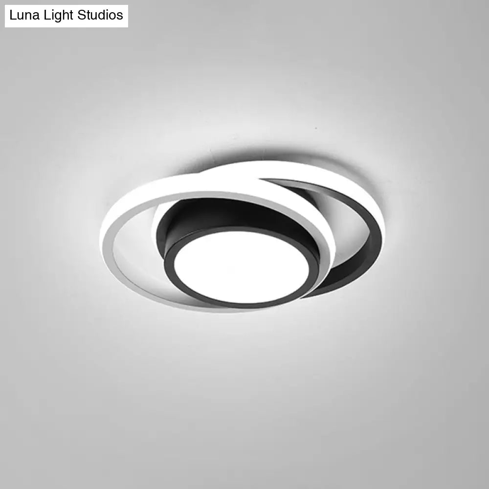 DecorBites™ DecorBites™ Minimalist LED Ceiling Light, Black-White with Dual Circle Guard and Warm/White Light