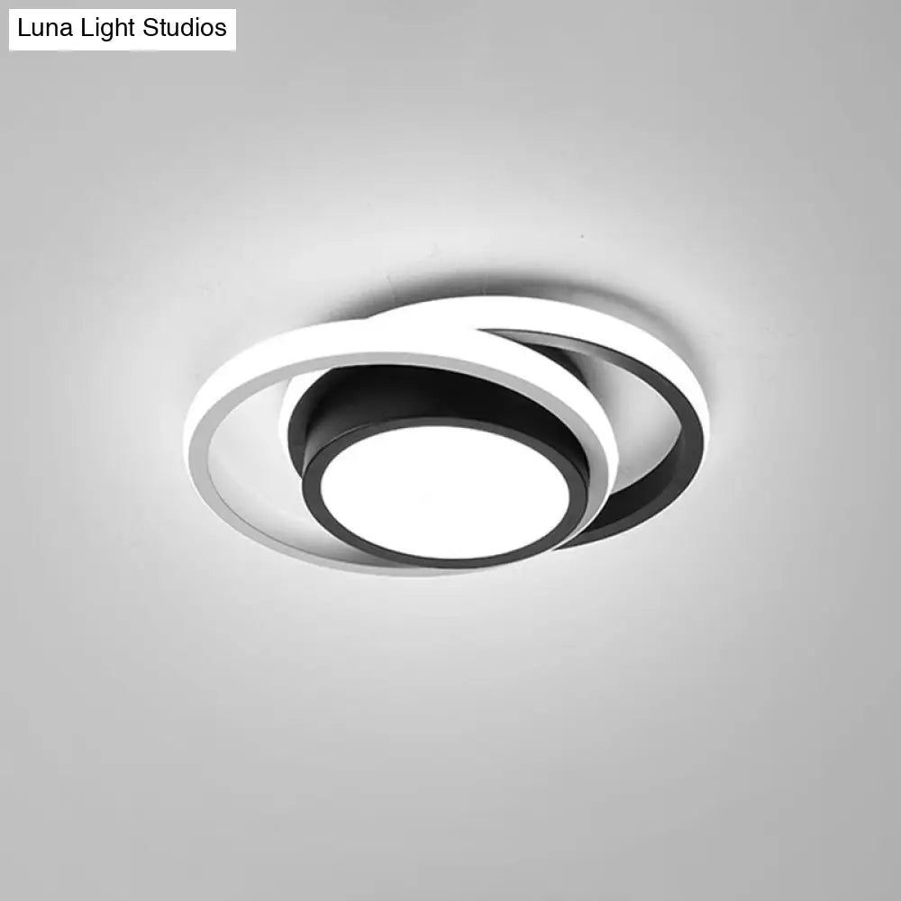 DecorBites™ DecorBites™ Minimalist LED Ceiling Light, Black-White with Dual Circle Guard and Warm/White Light