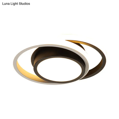 DecorBites™ DecorBites™ Minimalist LED Ceiling Light, Black-White with Dual Circle Guard and Warm/White Light