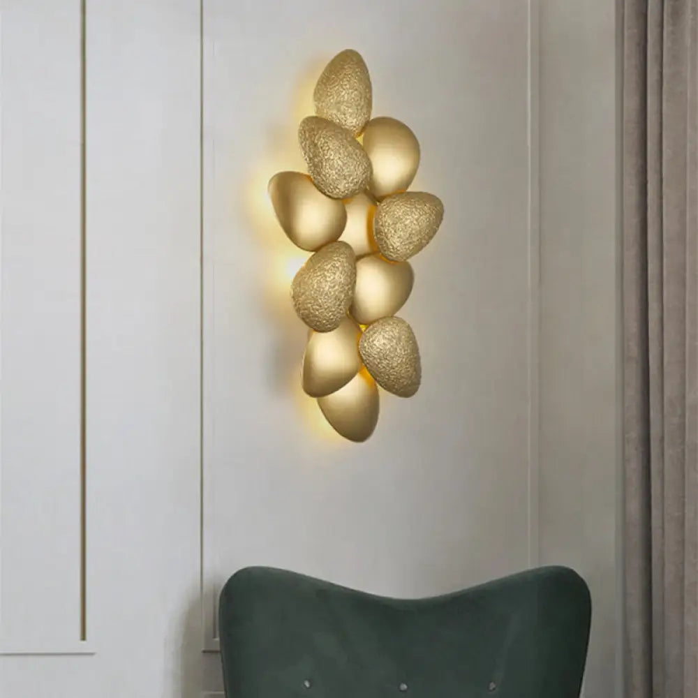 DecorBites™ DecorBites™ Minimalist LED Cobblestone Wall Light in Brass for Living Room Décor