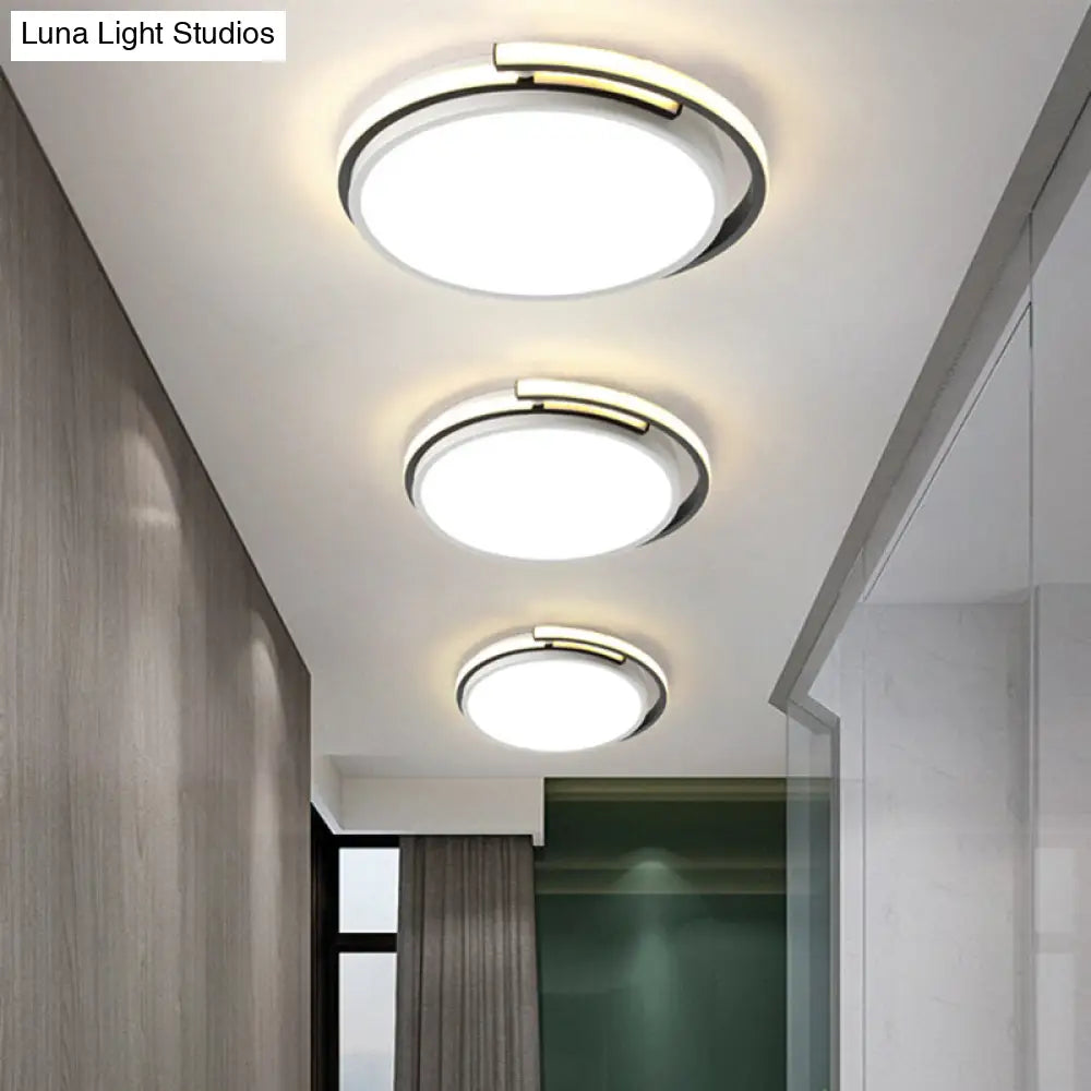 DecorBites™ DecorBites™ Minimalist LED Corridor Flush Mount Light Fixture - White Lamp with Circular Acrylic Shade, 13"/18"/22.5" W