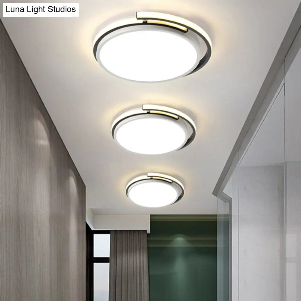 DecorBites™ DecorBites™ Minimalist LED Corridor Flush Mount Light Fixture - White Lamp with Circular Acrylic Shade, 13"/18"/22.5" W