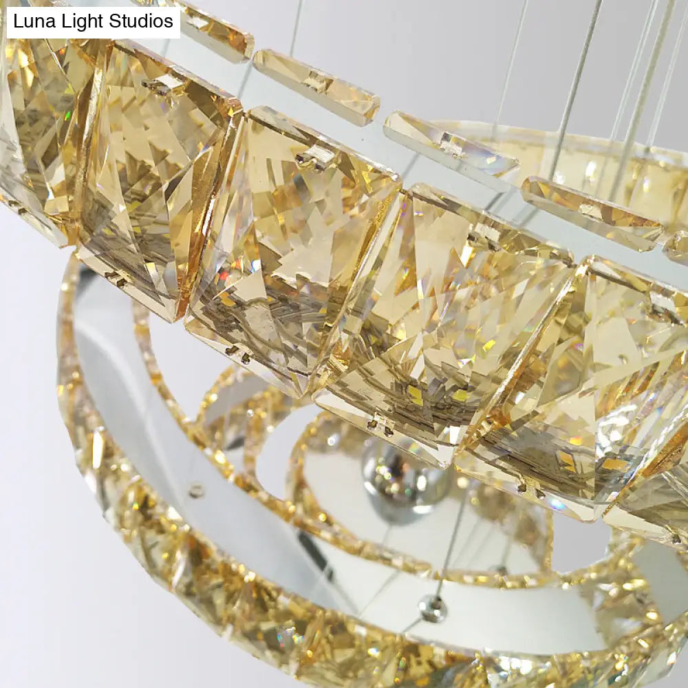 Lámpara de araña minimalista LED de cristal - Lámpara colgante en espiral cromada con luz cálida/2 colores