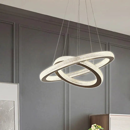 Lámpara de araña minimalista LED con forma de cruz de cristal - Kit de luz colgante color café cálido/blanco +