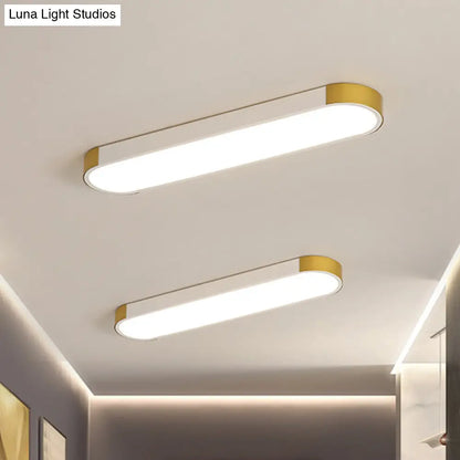 DecorBites™ DecorBites™ Minimalist LED Flush Light Fixture in White/Gold or Black/Gold Slim Rectangle Design