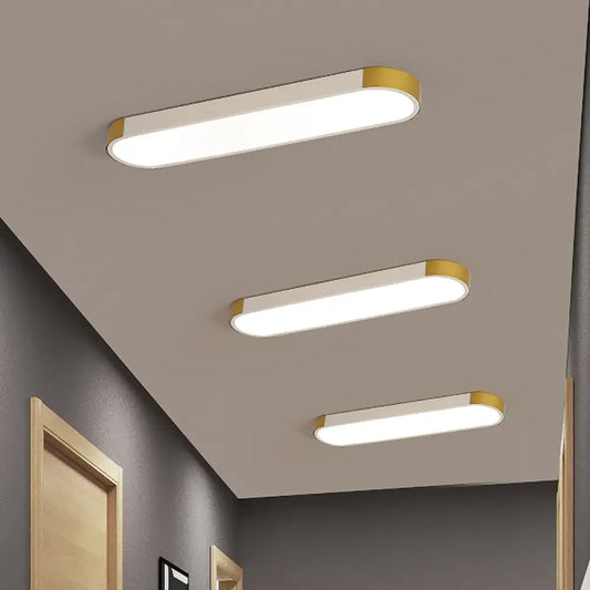 DecorBites™ DecorBites™ Minimalist LED Flush Light Fixture in White/Gold or Black/Gold Slim Rectangle Design