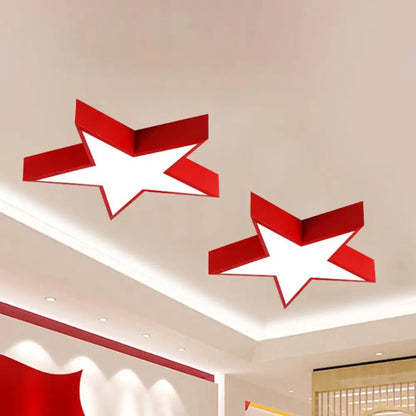 DecorBites™ DecorBites™ Minimalist LED Flush Mount Lighting in Red for Meeting Room - Pentastar Shaped Flush Ceiling Light