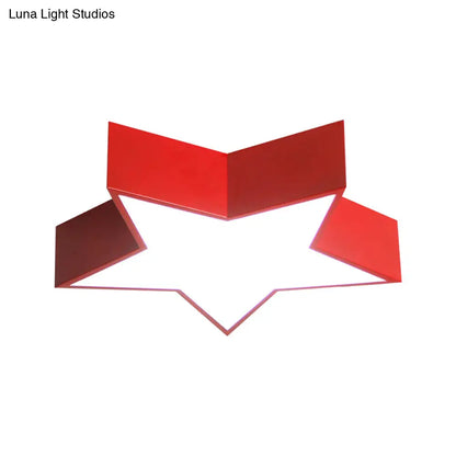 DecorBites™ DecorBites™ Minimalist LED Flush Mount Lighting in Red for Meeting Room - Pentastar Shaped Flush Ceiling Light