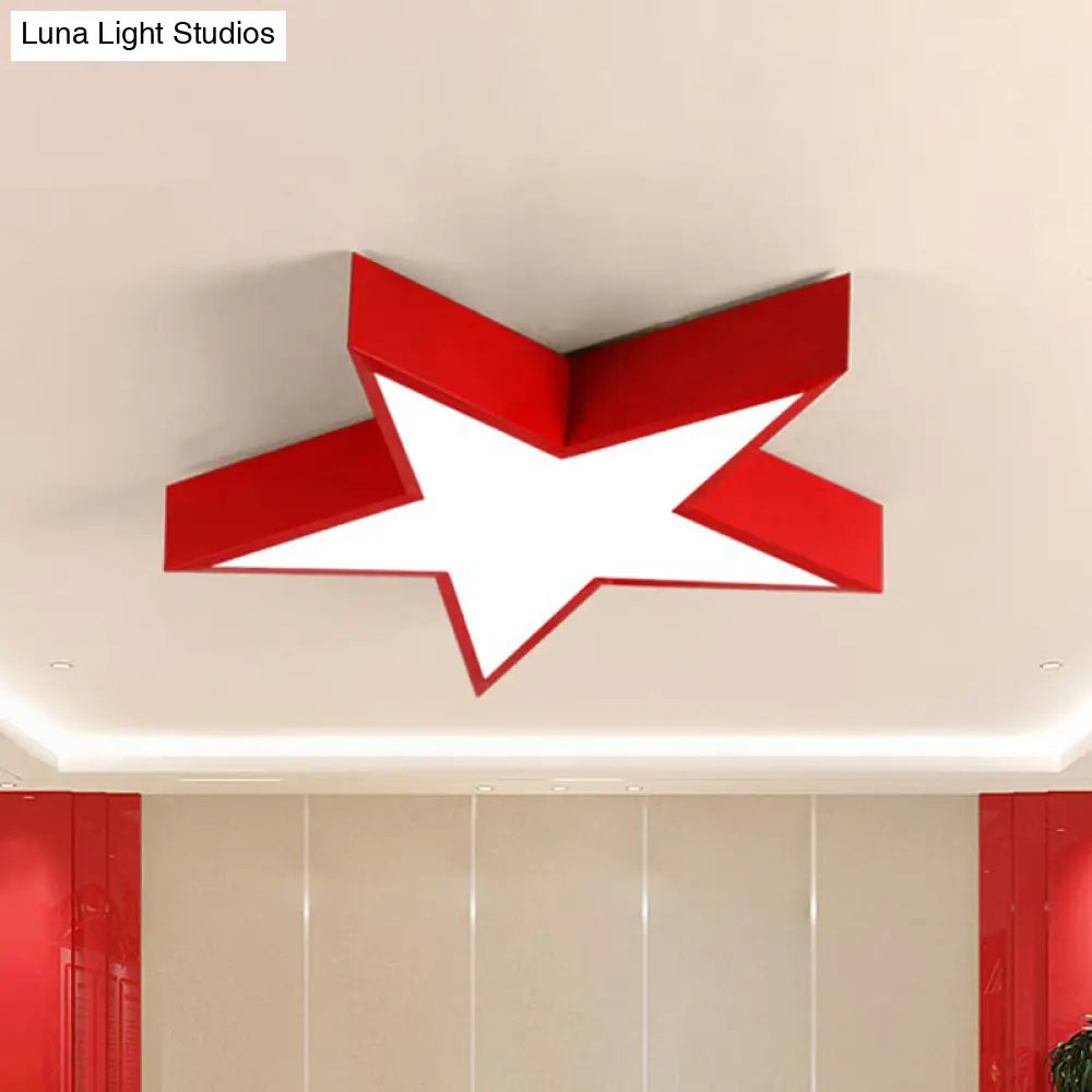DecorBites™ DecorBites™ Minimalist LED Flush Mount Lighting in Red for Meeting Room - Pentastar Shaped Flush Ceiling Light