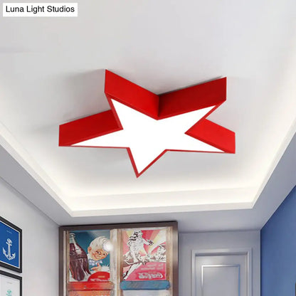 DecorBites™ DecorBites™ Minimalist LED Flush Mount Lighting in Red for Meeting Room - Pentastar Shaped Flush Ceiling Light