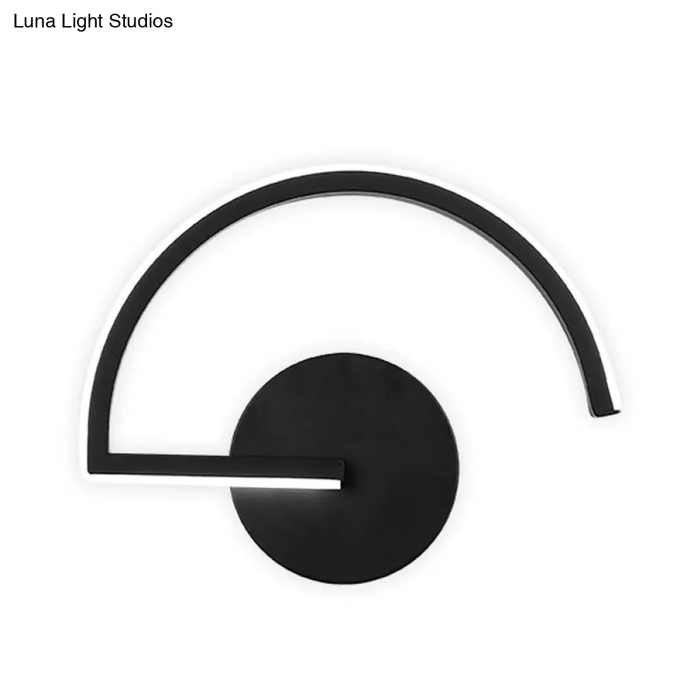 DecorBites™ DecorBites™ Minimalist LED Iron Wall Mount Sconce - Black Semicircle Wall Light for Bedroom in Warm/White