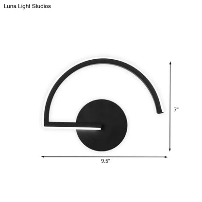 DecorBites™ DecorBites™ Minimalist LED Iron Wall Mount Sconce - Black Semicircle Wall Light for Bedroom in Warm/White