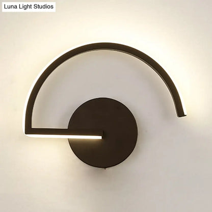 DecorBites™ DecorBites™ Minimalist LED Iron Wall Mount Sconce - Black Semicircle Wall Light for Bedroom in Warm/White