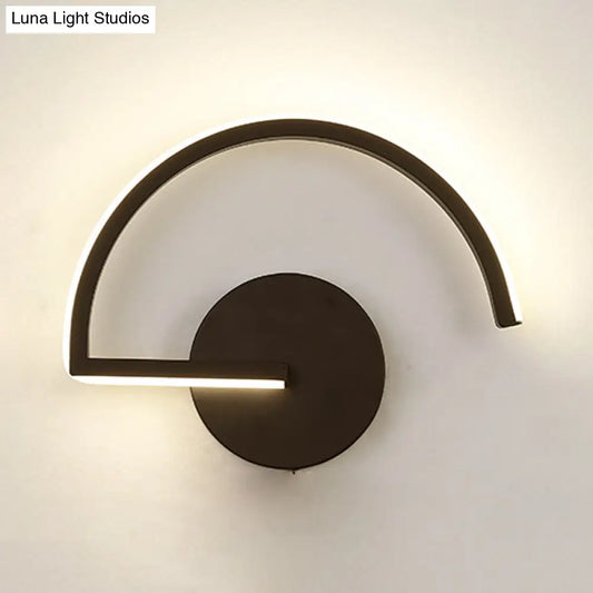DecorBites™ DecorBites™ Minimalist LED Iron Wall Mount Sconce - Black Semicircle Wall Light for Bedroom in Warm/White