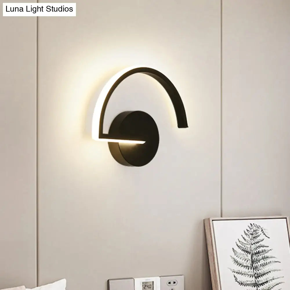 DecorBites™ DecorBites™ Minimalist LED Iron Wall Mount Sconce - Black Semicircle Wall Light for Bedroom in Warm/White