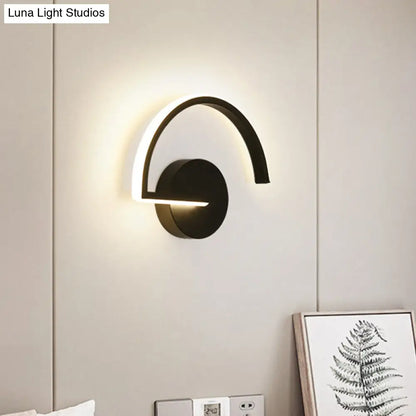 DecorBites™ DecorBites™ Minimalist LED Iron Wall Mount Sconce - Black Semicircle Wall Light for Bedroom in Warm/White