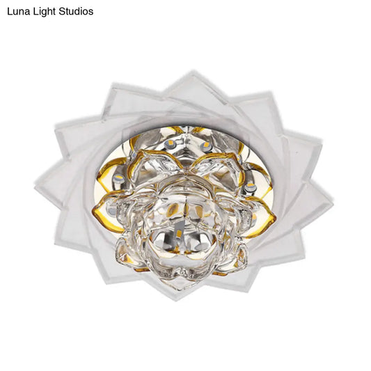 DecorBites™ DecorBites™ Minimalist LED K9 Crystal Ceiling Light with Yellow Lotus Design and Purple/Blue Glow for Bedrooms