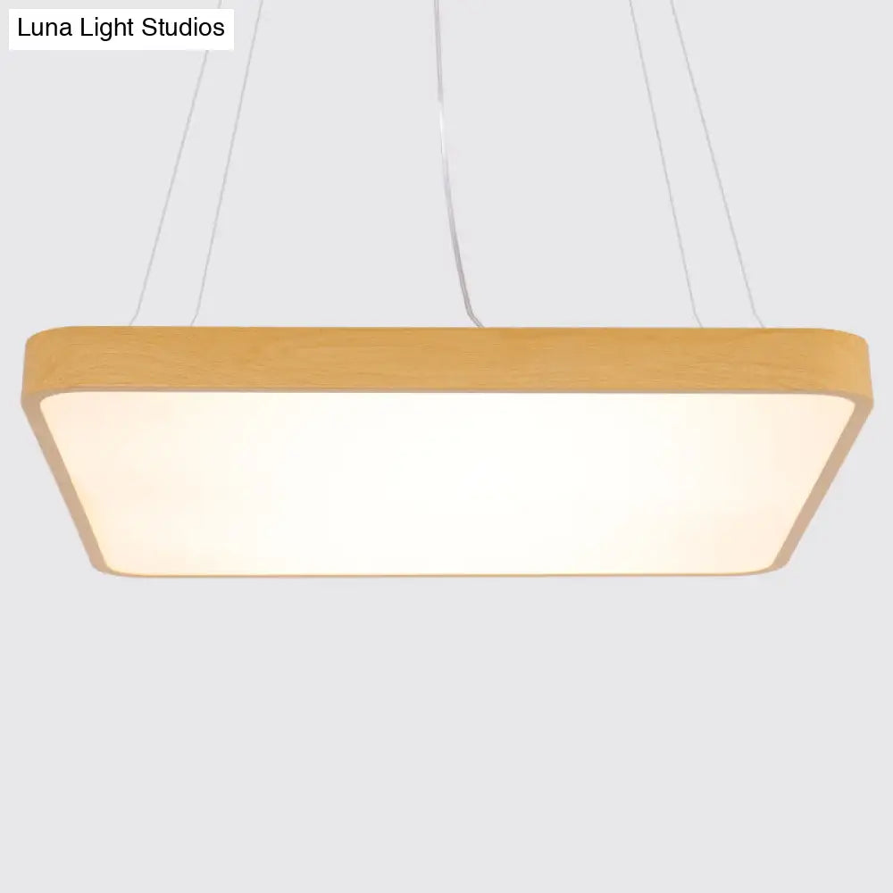 Minimalist LED Pendant Chandelier for Office - Ultrathin Metal and Wood Design